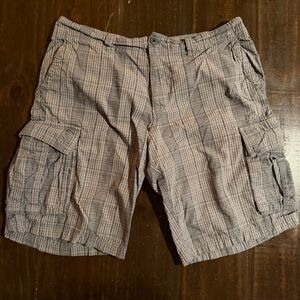 Old Navy Blue & Green Plaid Cargo Shorts Size 34